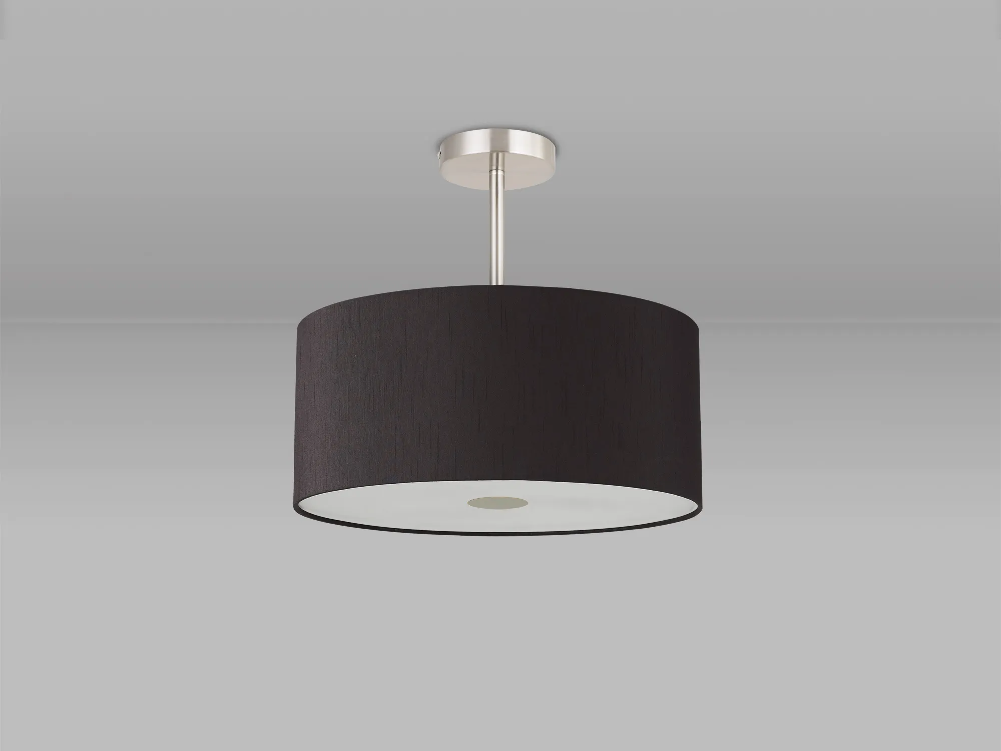 Baymont 40cm Semi Flush Flush 5 Light Satin Nickel, Black, Frosted Diffuser DK0529  Deco Baymont SN BL